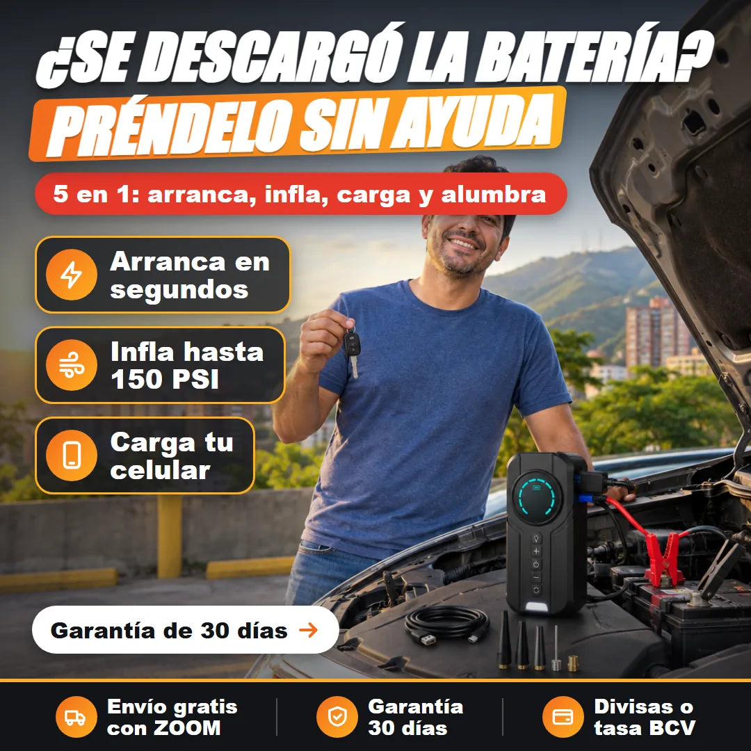 Arrancador de batería conectado a un carro