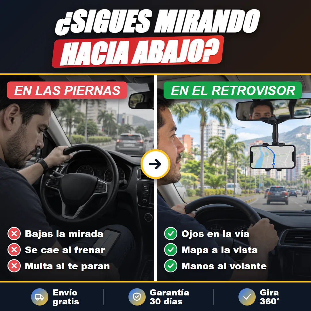 Celular en las piernas frente al celular a la altura de los ojos