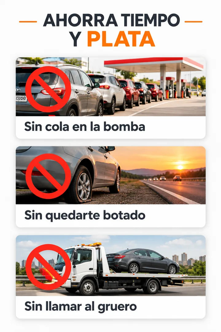 Sin cola en la bomba, sin quedarte botado, sin llamar al gruero