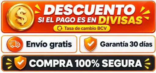 Descuento en divisas, envío gratis, garantía de 30 días