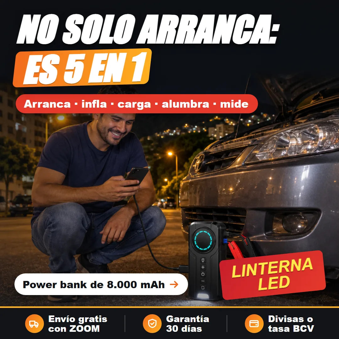 Power bank y linterna del arrancador