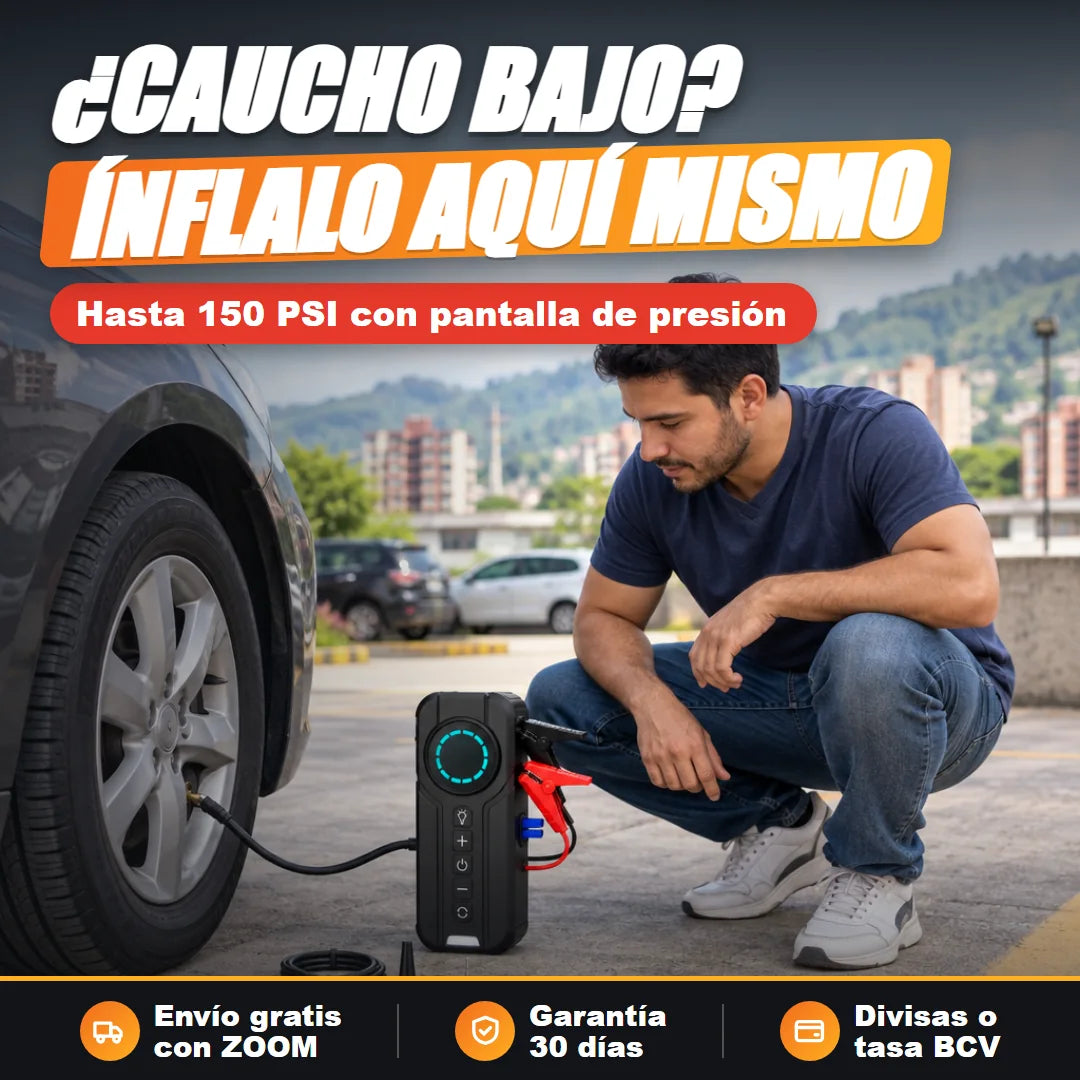 Inflando el caucho con el arrancador
