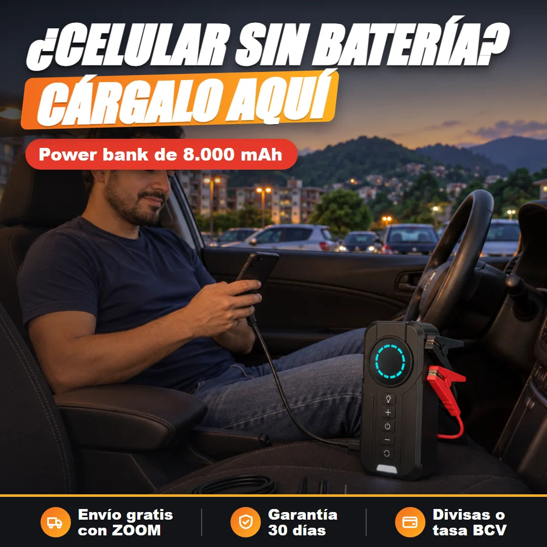 Celular cargando con el arrancador