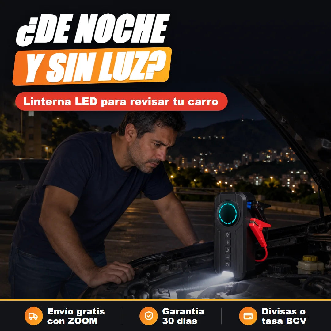 Linterna LED alumbrando el motor de noche