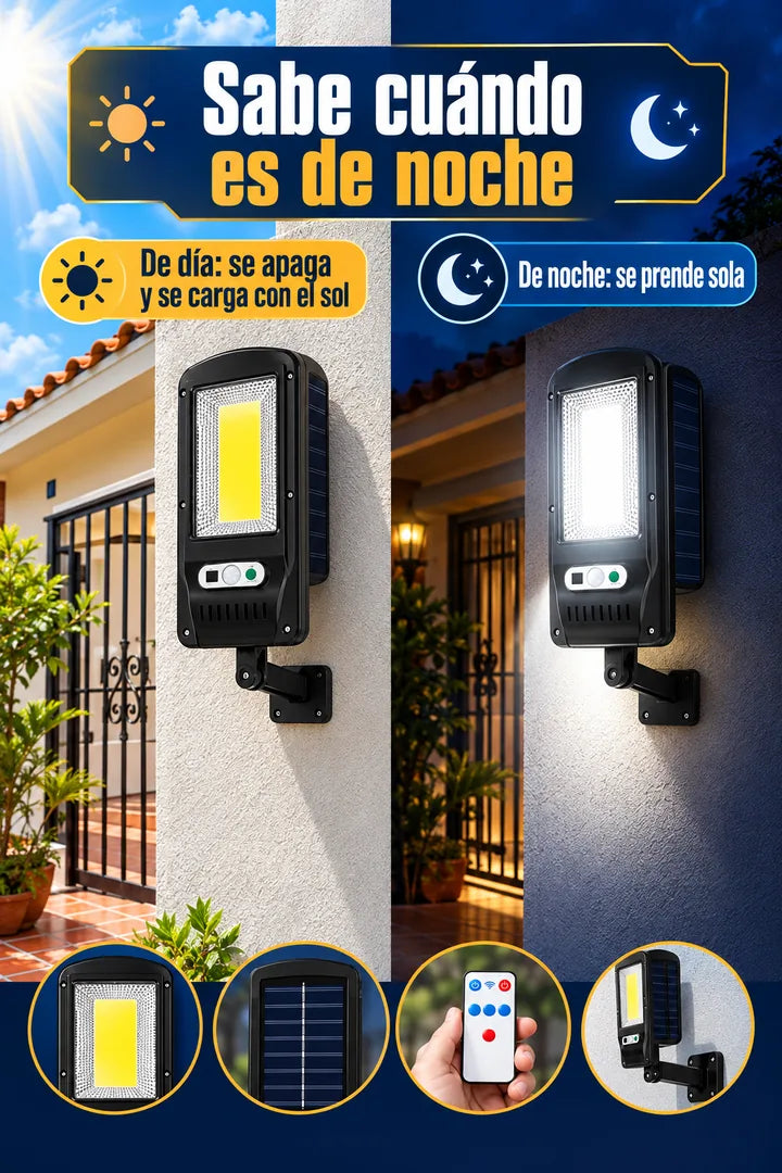De día se apaga y se carga con el sol; de noche se prende sola
